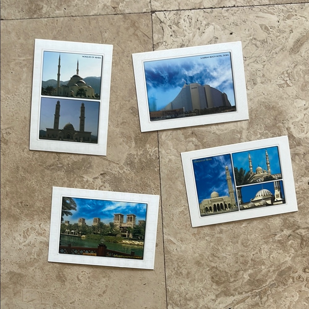 Set of Four Scenic Postcards with Architectural Views